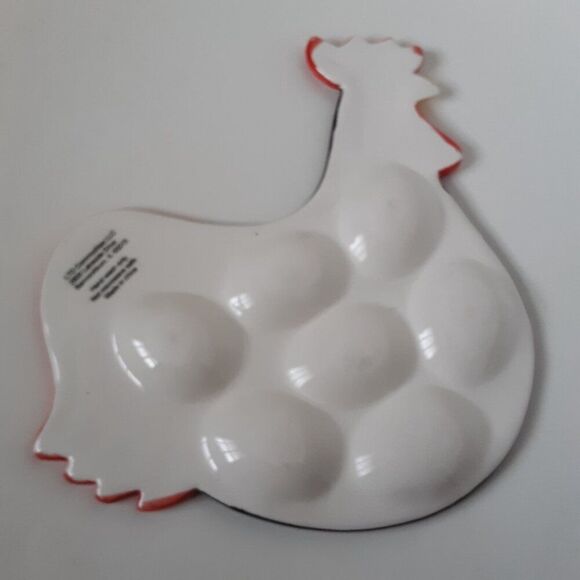 Vintage Ceramic Chicken Rooster Devil Egg Tray - Picture 2 of 10